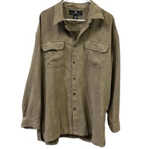 Consensus Sportswear Sueded Button Up Long Sleeve Tan Double Pocket Shirt XL